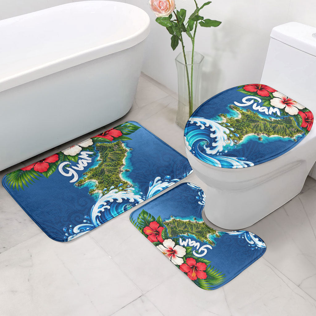 Guam Tropical Island Bathroom Set Hibiscus Floral Ocean Waves TS04 - Polynesian Pride