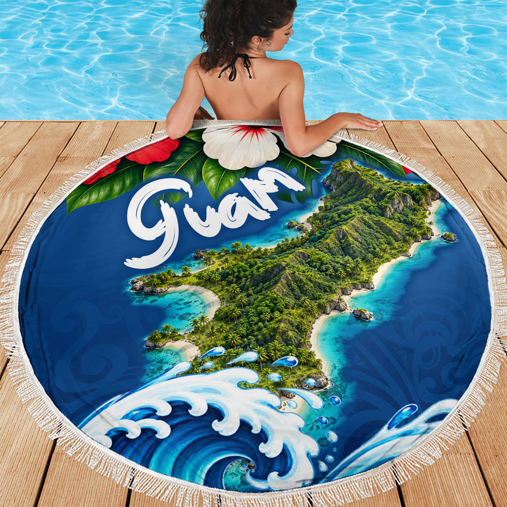 Guam Tropical Island Beach Blanket Hibiscus Floral Ocean Waves TS04 - Polynesian Pride