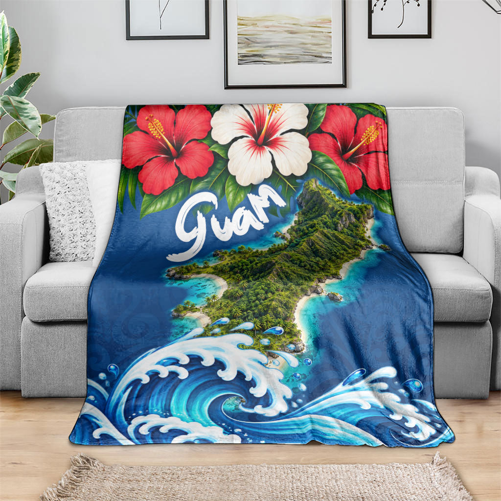 Guam Tropical Island Blanket Hibiscus Floral Ocean Waves TS04 - Polynesian Pride