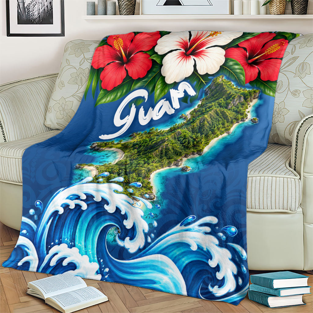 Guam Tropical Island Blanket Hibiscus Floral Ocean Waves TS04 - Polynesian Pride