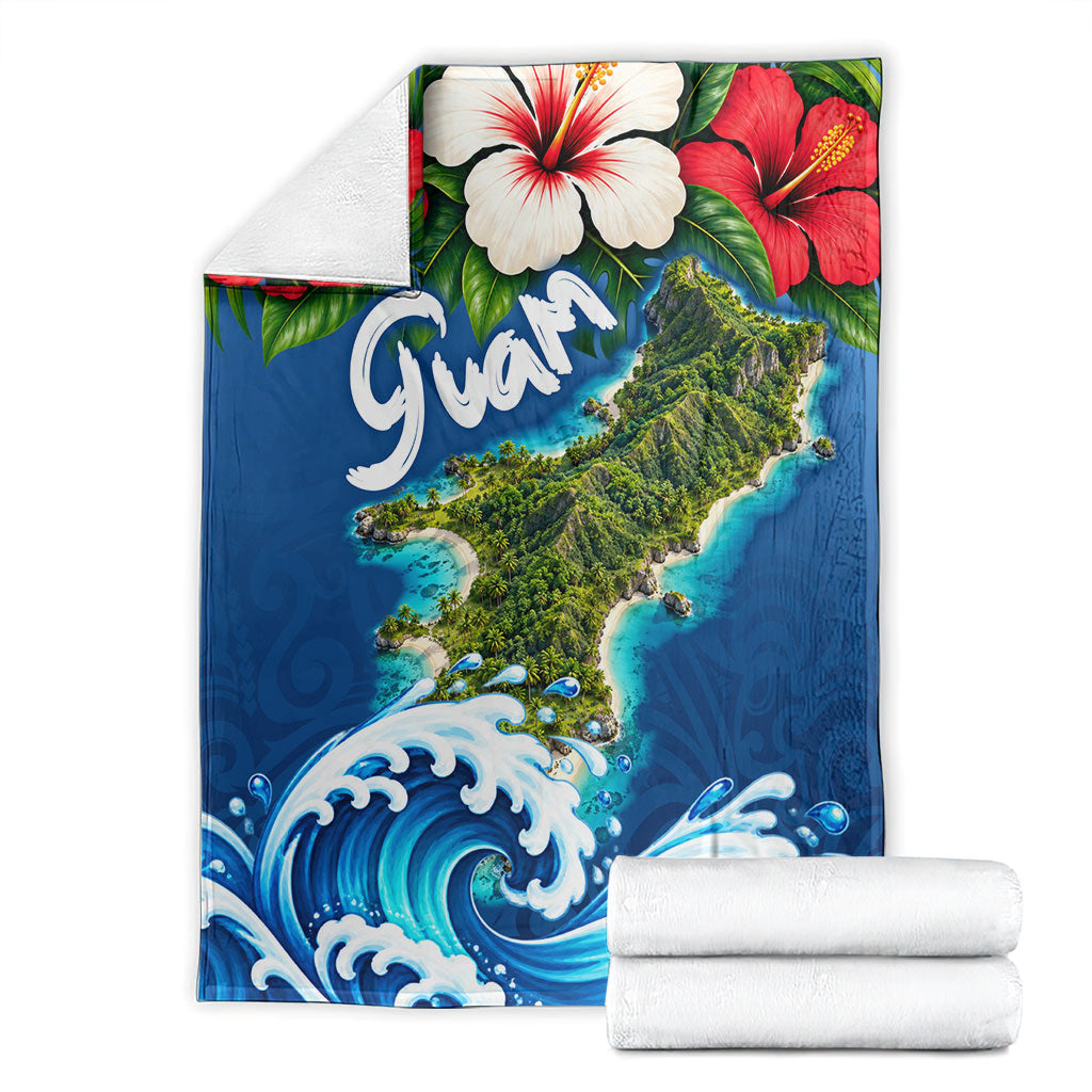 Guam Tropical Island Blanket Hibiscus Floral Ocean Waves TS04 - Polynesian Pride