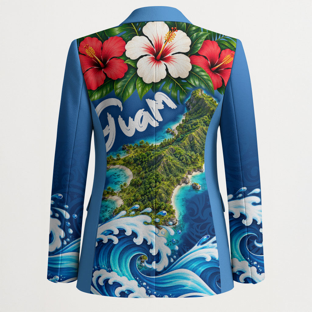 Guam Tropical Island Blazer Hibiscus Floral Ocean Waves TS04 - Polynesian Pride