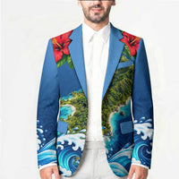 Guam Tropical Island Blazer Hibiscus Floral Ocean Waves TS04 - Polynesian Pride