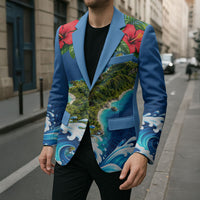 Guam Tropical Island Blazer Hibiscus Floral Ocean Waves TS04 - Polynesian Pride