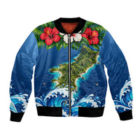 Guam Tropical Island Bomber Jacket Hibiscus Floral Ocean Waves TS04 Unisex Blue Red - Polynesian Pride