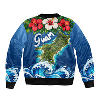 Guam Tropical Island Bomber Jacket Hibiscus Floral Ocean Waves TS04 - Polynesian Pride