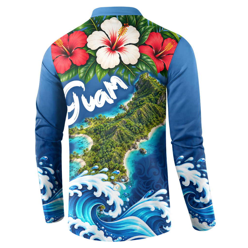 Guam Tropical Island Button Sweatshirt Hibiscus Floral Ocean Waves TS04 - Polynesian Pride