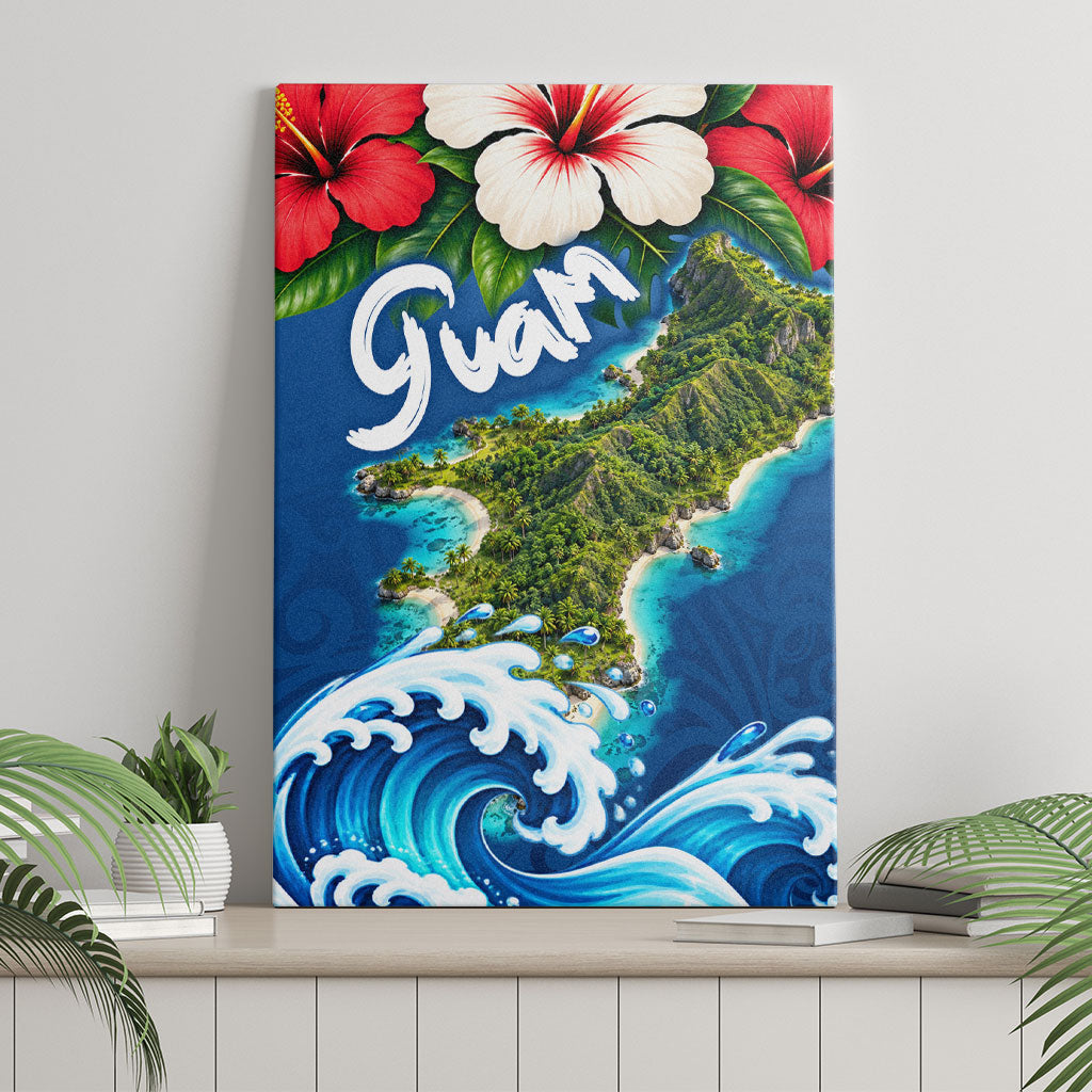 Guam Tropical Island Canvas Wall Art Hibiscus Floral Ocean Waves TS04 - Polynesian Pride