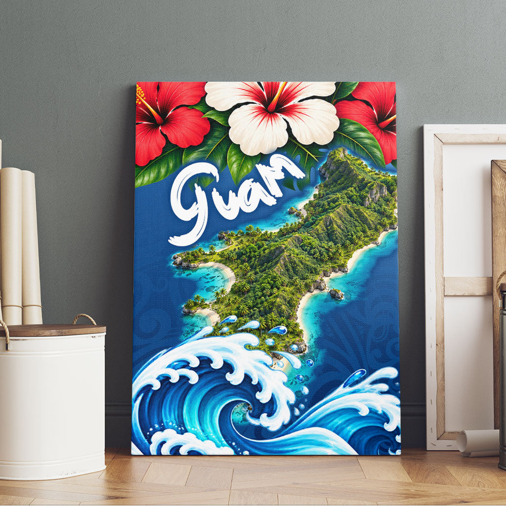 Guam Tropical Island Canvas Wall Art Hibiscus Floral Ocean Waves TS04 - Polynesian Pride