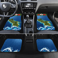 Guam Tropical Island Car Mats Hibiscus Floral Ocean Waves TS04 Set 4pcs Blue Red - Polynesian Pride