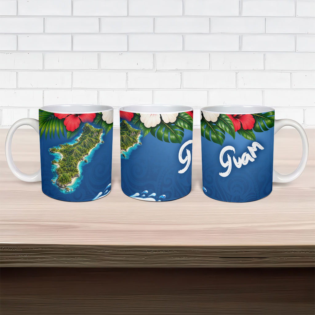 Guam Tropical Island Ceramic Mug Hibiscus Floral Ocean Waves TS04 - Polynesian Pride