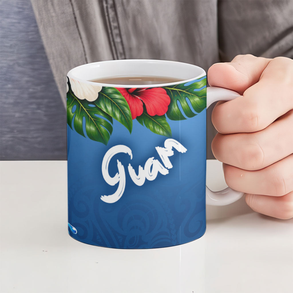 Guam Tropical Island Ceramic Mug Hibiscus Floral Ocean Waves TS04 - Polynesian Pride