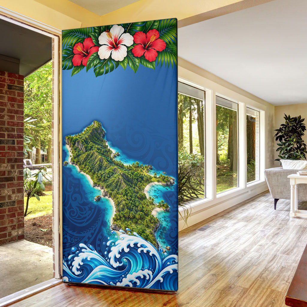 Guam Tropical Island Door Cover Hibiscus Floral Ocean Waves TS04 - Polynesian Pride