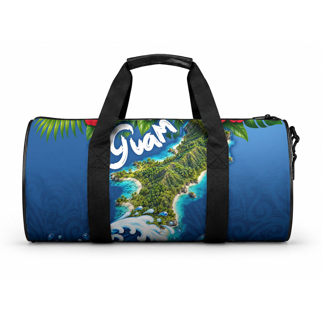 Guam Tropical Island Duffle Bag Hibiscus Floral Ocean Waves TS04 One size Blue Red - Polynesian Pride