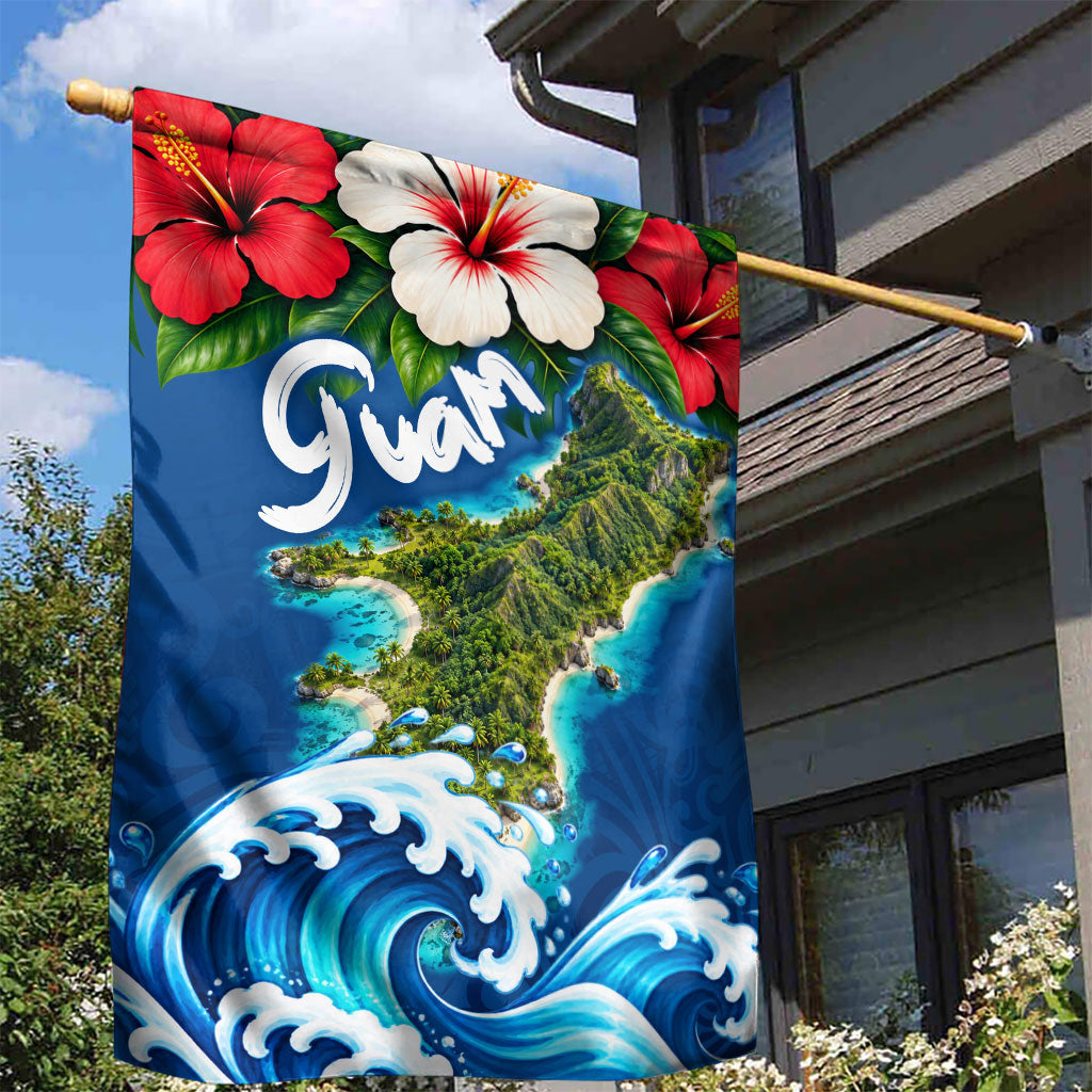 Guam Tropical Island Garden Flag Hibiscus Floral Ocean Waves TS04 - Polynesian Pride