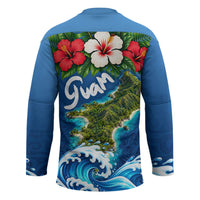 Guam Tropical Island Hockey Jersey Hibiscus Floral Ocean Waves TS04 - Polynesian Pride