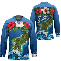 Guam Tropical Island Hockey Jersey Hibiscus Floral Ocean Waves TS04 - Polynesian Pride