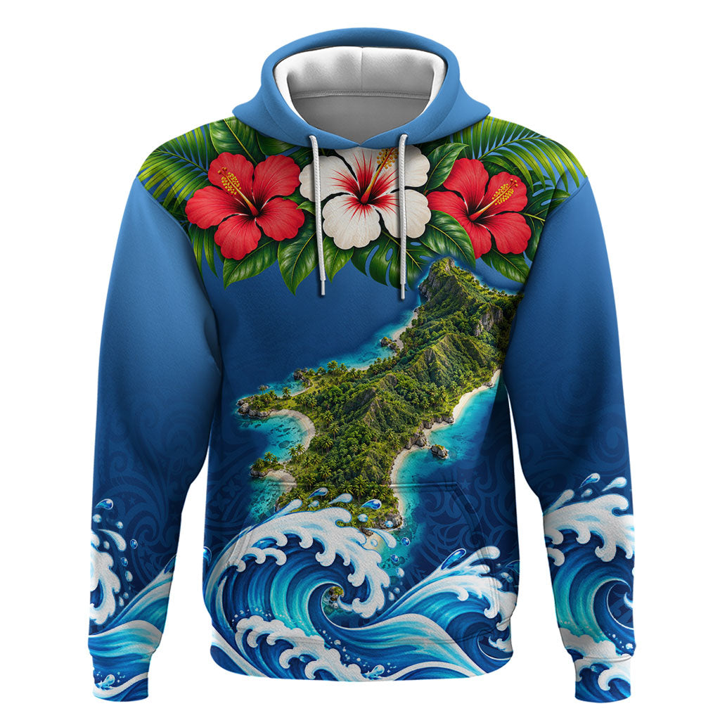 Guam Tropical Island Hoodie Hibiscus Floral Ocean Waves