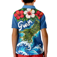 Guam Tropical Island Kid Polo Shirt Hibiscus Floral Ocean Waves TS04 - Polynesian Pride