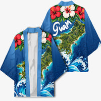 Guam Tropical Island Kimono Hibiscus Floral Ocean Waves TS04 - Polynesian Pride