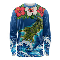 Guam Tropical Island Long Sleeve Shirt Hibiscus Floral Ocean Waves TS04 Unisex Blue Red - Polynesian Pride