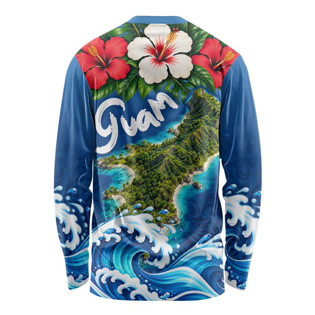 Guam Tropical Island Long Sleeve Shirt Hibiscus Floral Ocean Waves TS04 - Polynesian Pride