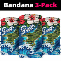 Guam Tropical Island Neck Gaiter Hibiscus Floral Ocean Waves TS04 package One Size: 25*50cm Blue Red - Polynesian Pride
