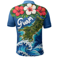 Guam Tropical Island Polo Shirt Hibiscus Floral Ocean Waves TS04 - Polynesian Pride