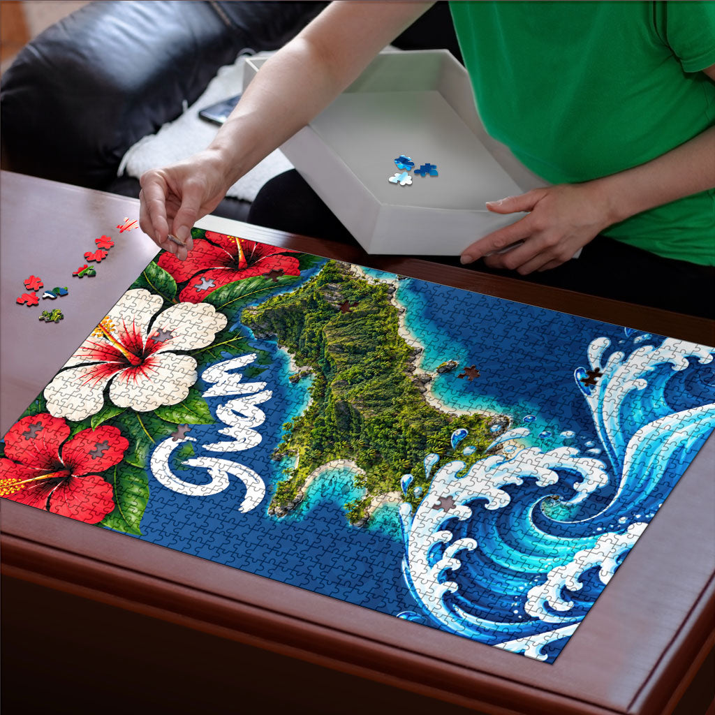 Guam Tropical Island Puzzle Hibiscus Floral Ocean Waves TS04 - Polynesian Pride