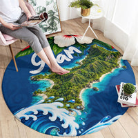 Guam Tropical Island Round Carpet Hibiscus Floral Ocean Waves TS04 - Polynesian Pride