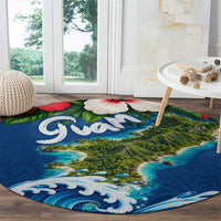 Guam Tropical Island Round Carpet Hibiscus Floral Ocean Waves TS04 - Polynesian Pride