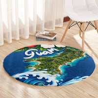 Guam Tropical Island Round Carpet Hibiscus Floral Ocean Waves TS04 - Polynesian Pride