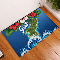 Guam Tropical Island Rubber Doormat Hibiscus Floral Ocean Waves TS04 - Polynesian Pride