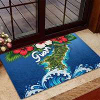 Guam Tropical Island Rubber Doormat Hibiscus Floral Ocean Waves TS04 - Polynesian Pride