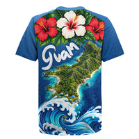 Guam Tropical Island Rugby Jersey Hibiscus Floral Ocean Waves TS04 - Polynesian Pride