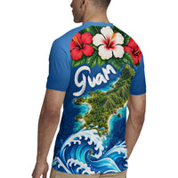 Guam Tropical Island Rugby Jersey Hibiscus Floral Ocean Waves TS04 - Polynesian Pride