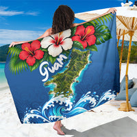 Guam Tropical Island Sarong Hibiscus Floral Ocean Waves TS04 One Size 44 x 66 inches Blue Red - Polynesian Pride