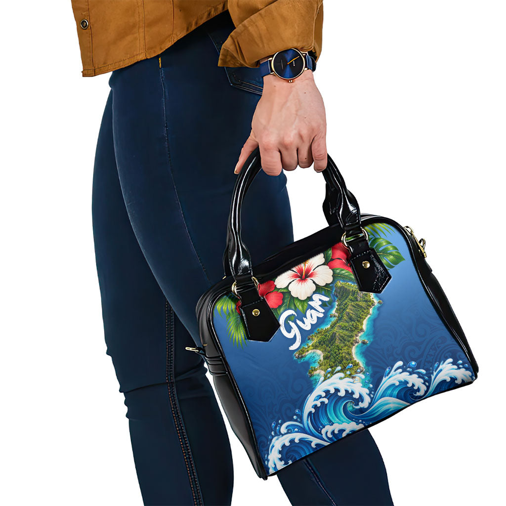 Guam Tropical Island Shoulder Handbag Hibiscus Floral Ocean Waves TS04 - Polynesian Pride