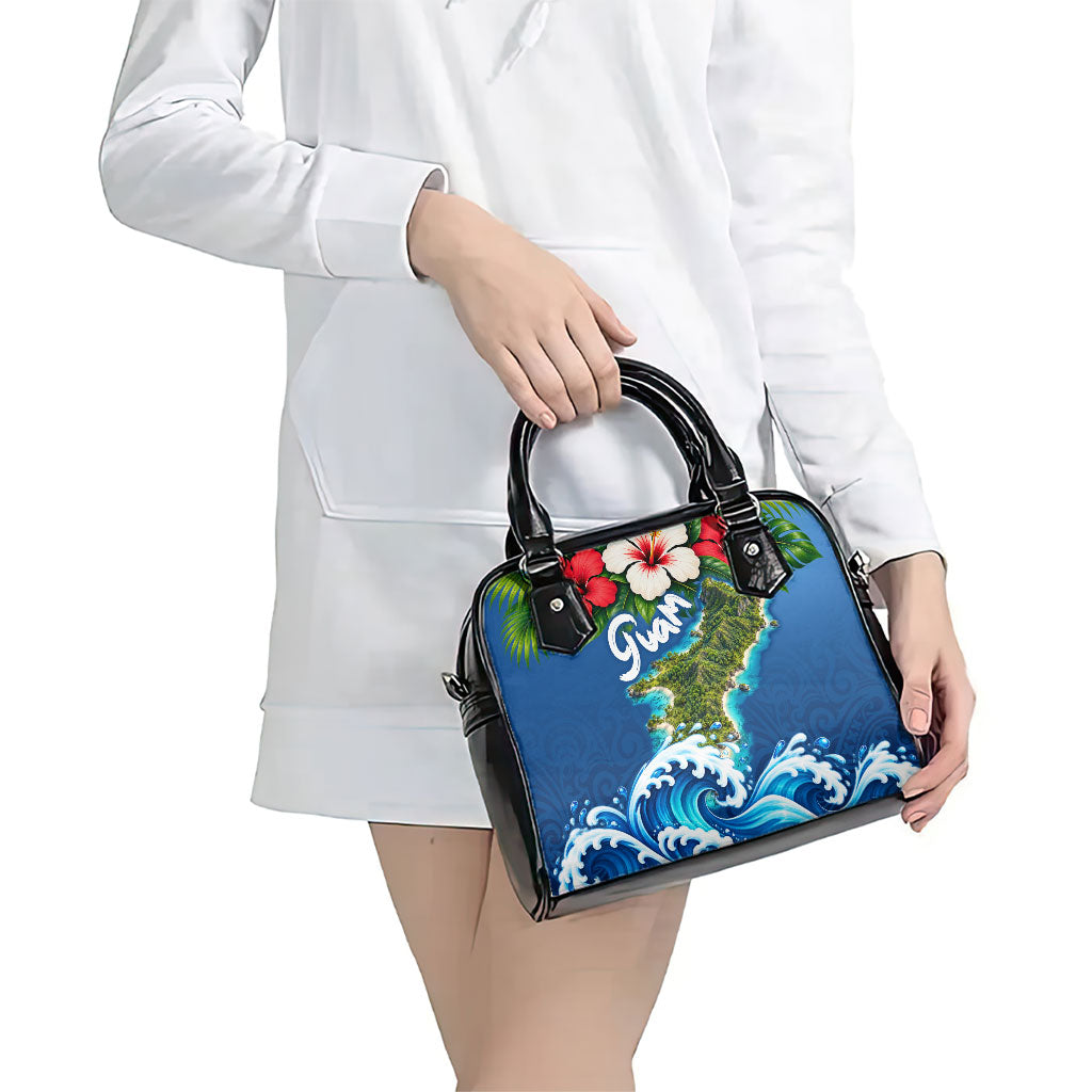 Guam Tropical Island Shoulder Handbag Hibiscus Floral Ocean Waves TS04 - Polynesian Pride