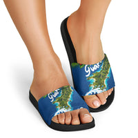 Guam Tropical Island Slide Sandals Hibiscus Floral Ocean Waves TS04 - Polynesian Pride
