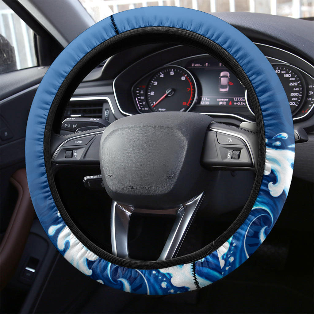 Guam Tropical Island Steering Wheel Cover Hibiscus Floral Ocean Waves TS04 - Polynesian Pride