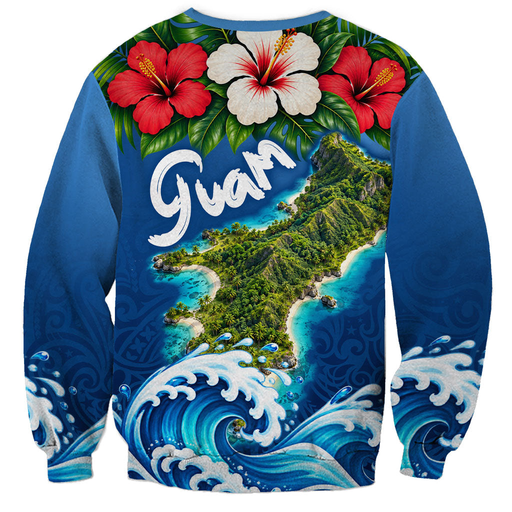 Guam Tropical Island Sweatshirt Hibiscus Floral Ocean Waves TS04 - Polynesian Pride