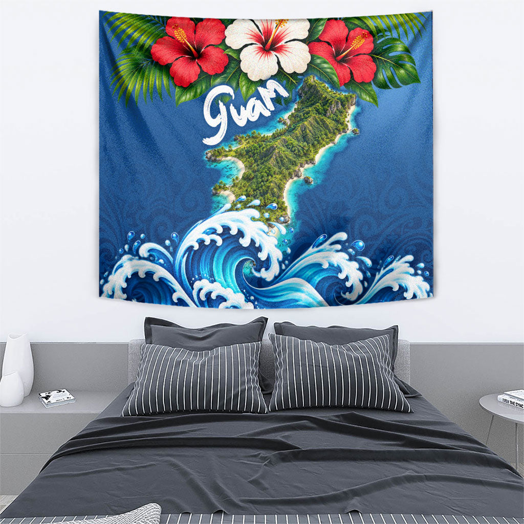 Guam Tropical Island Tapestry Hibiscus Floral Ocean Waves TS04 - Polynesian Pride