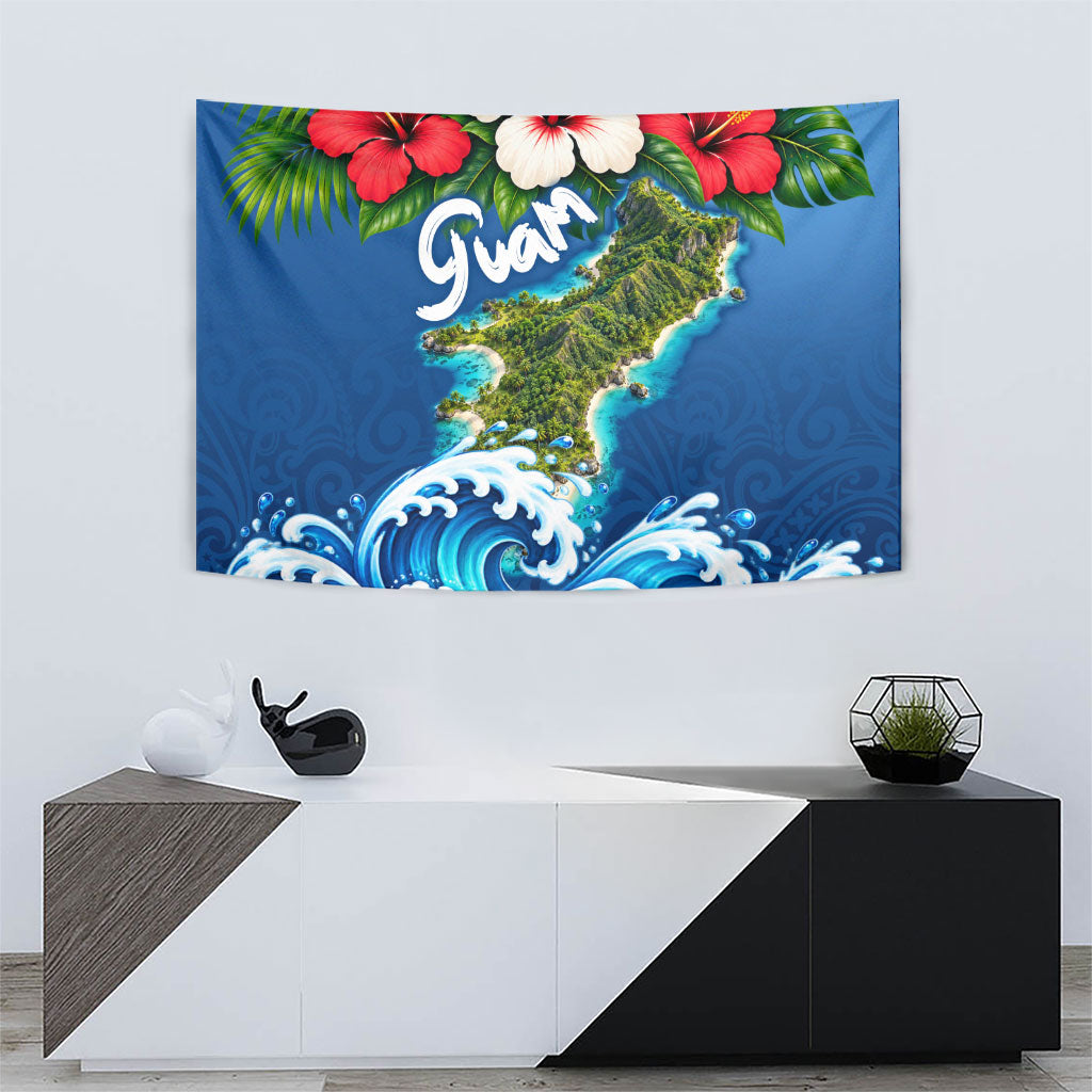 Guam Tropical Island Tapestry Hibiscus Floral Ocean Waves TS04 - Polynesian Pride