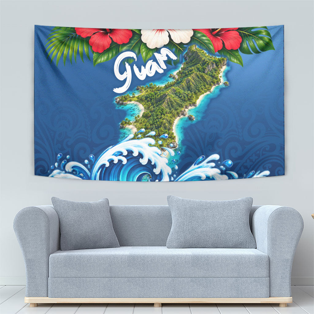 Guam Tropical Island Tapestry Hibiscus Floral Ocean Waves TS04 - Polynesian Pride