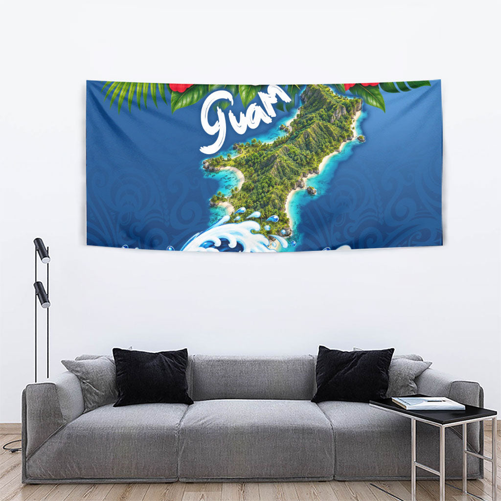 Guam Tropical Island Tapestry Hibiscus Floral Ocean Waves TS04 - Polynesian Pride