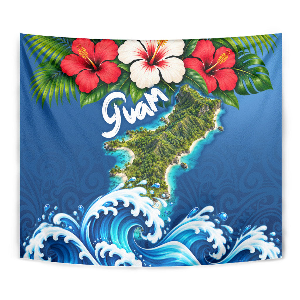 Guam Tropical Island Tapestry Hibiscus Floral Ocean Waves TS04 - Polynesian Pride