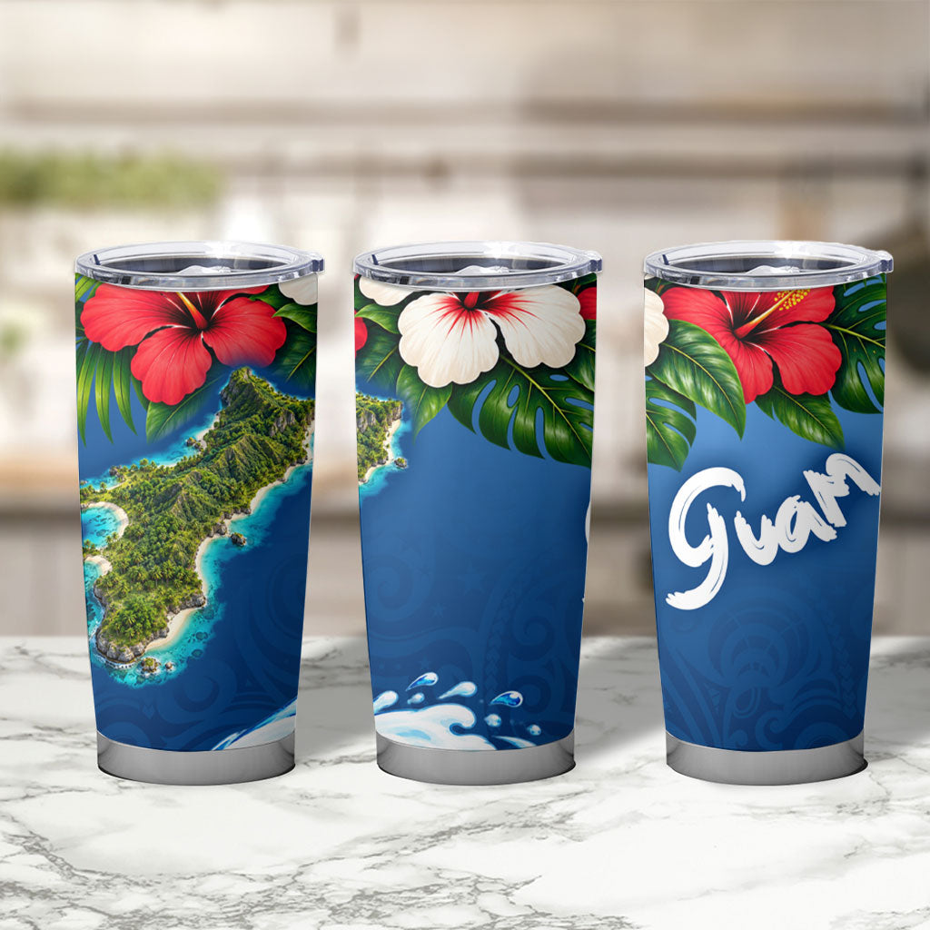 Guam Tropical Island Tumbler Cup Hibiscus Floral Ocean Waves TS04 - Polynesian Pride