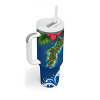Guam Tropical Island Tumbler With Handle Hibiscus Floral Ocean Waves TS04 - Polynesian Pride