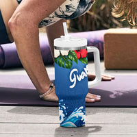 Guam Tropical Island Tumbler With Handle Hibiscus Floral Ocean Waves TS04 - Polynesian Pride